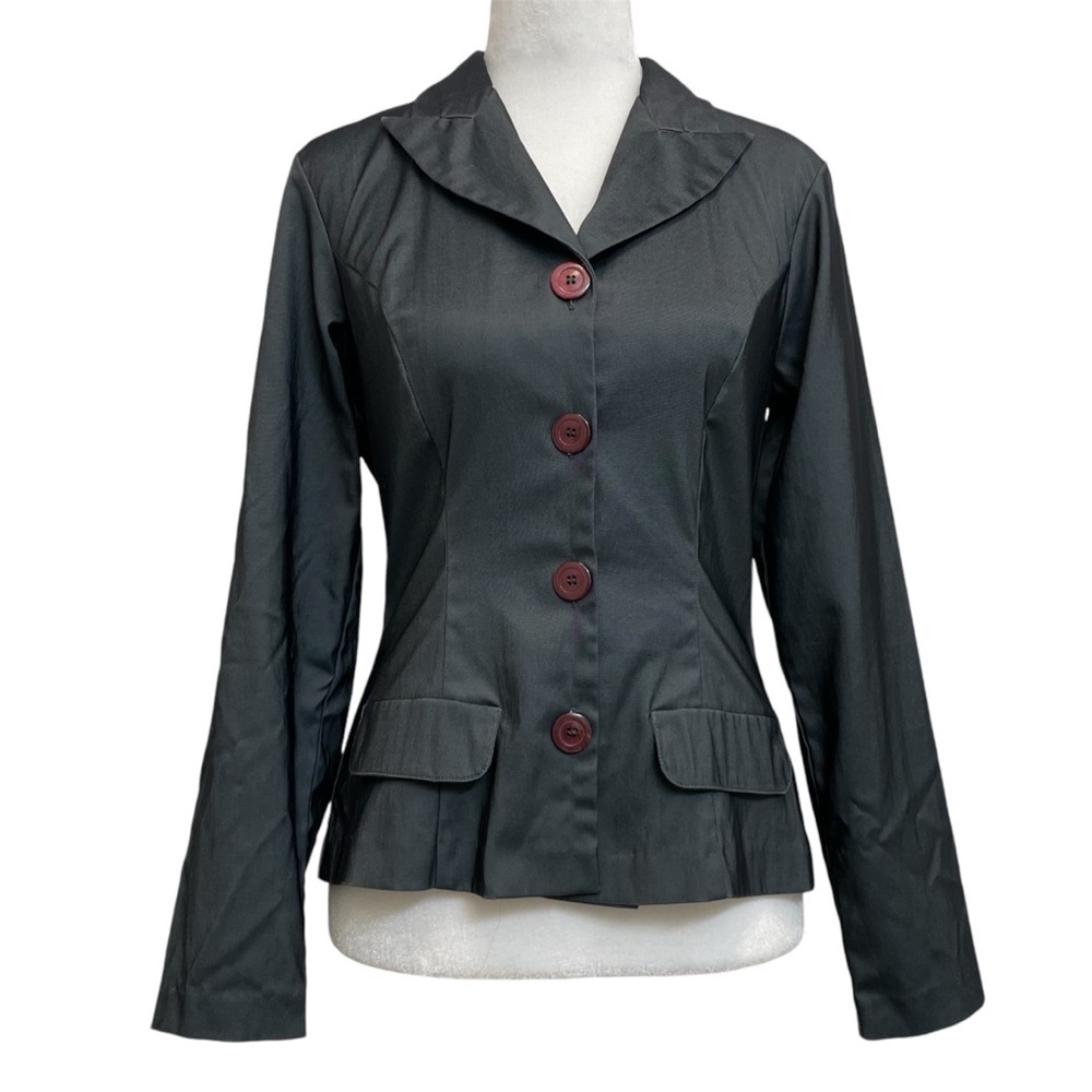 Knapp Studio Vintage Gray Nylon Four Button Structured Blazer